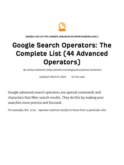Google Search Operators: The Complete List (44 Advanced .